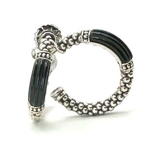 Lagos Caviar Silver & Black Onyx Hoop Earrings